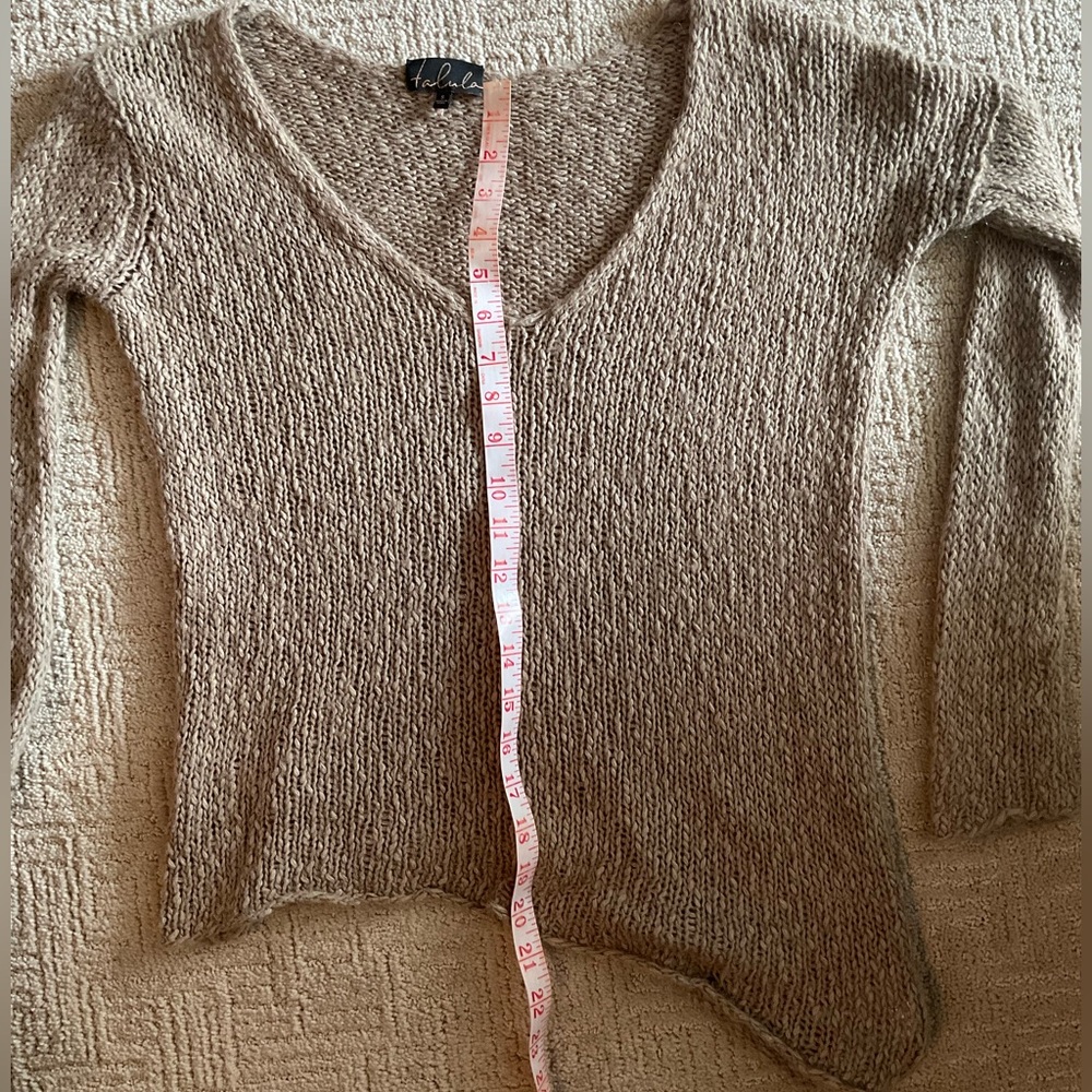 🤎✨ Artizia Talula Women Brown Asymmetrical Wool Blend VNeck Loose Knit Sweater S - Picture 7 of 10
